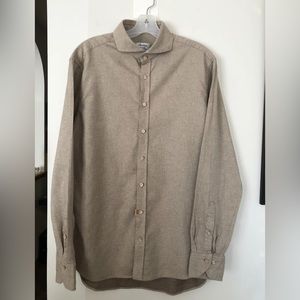 STENSTROMS Sweden Twofold Super Cotton Flannel Fitted beige button shirt L